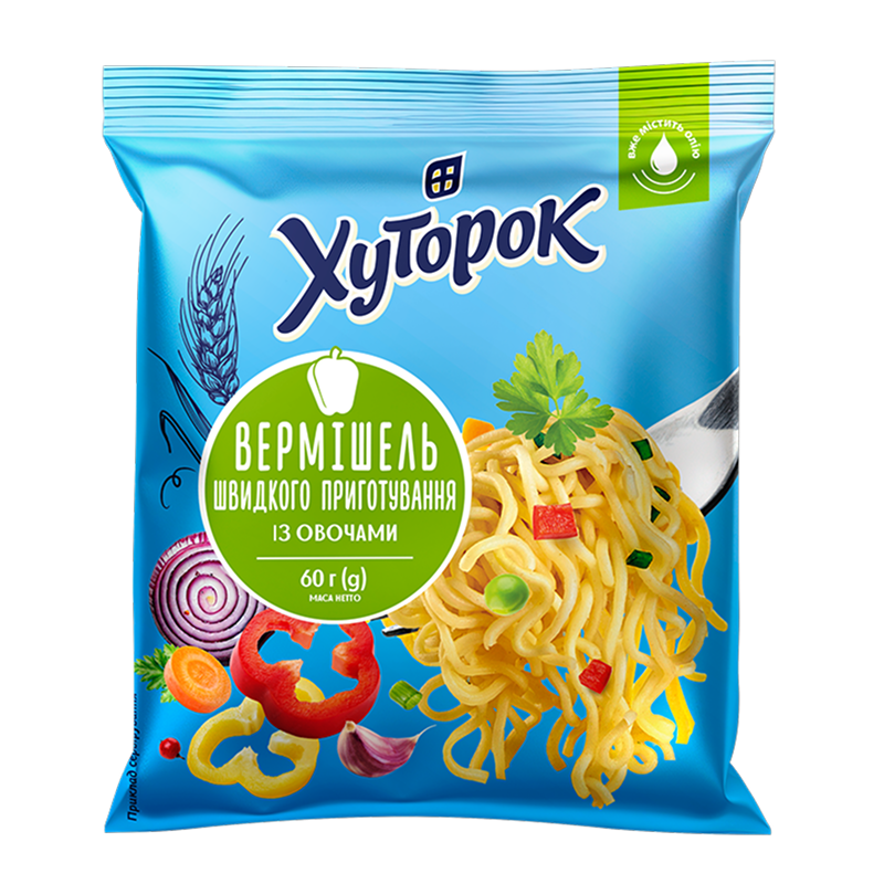 Вермішель швидкого приготування з овочами ТМ "Хуторок" 60г